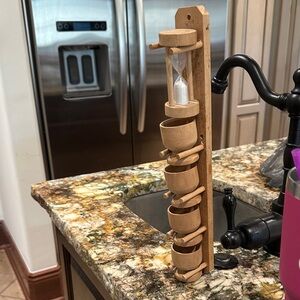 Wooden Hourglass and egg cups